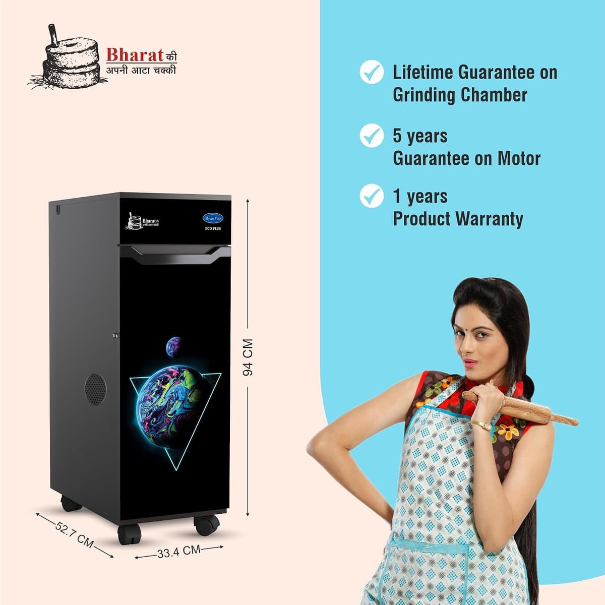 Lucky Mycrofine Eco Plus Atta Chakki with Inbuilt Vacuum, 1 HP, 7–8 kg/hr thumbnail 2