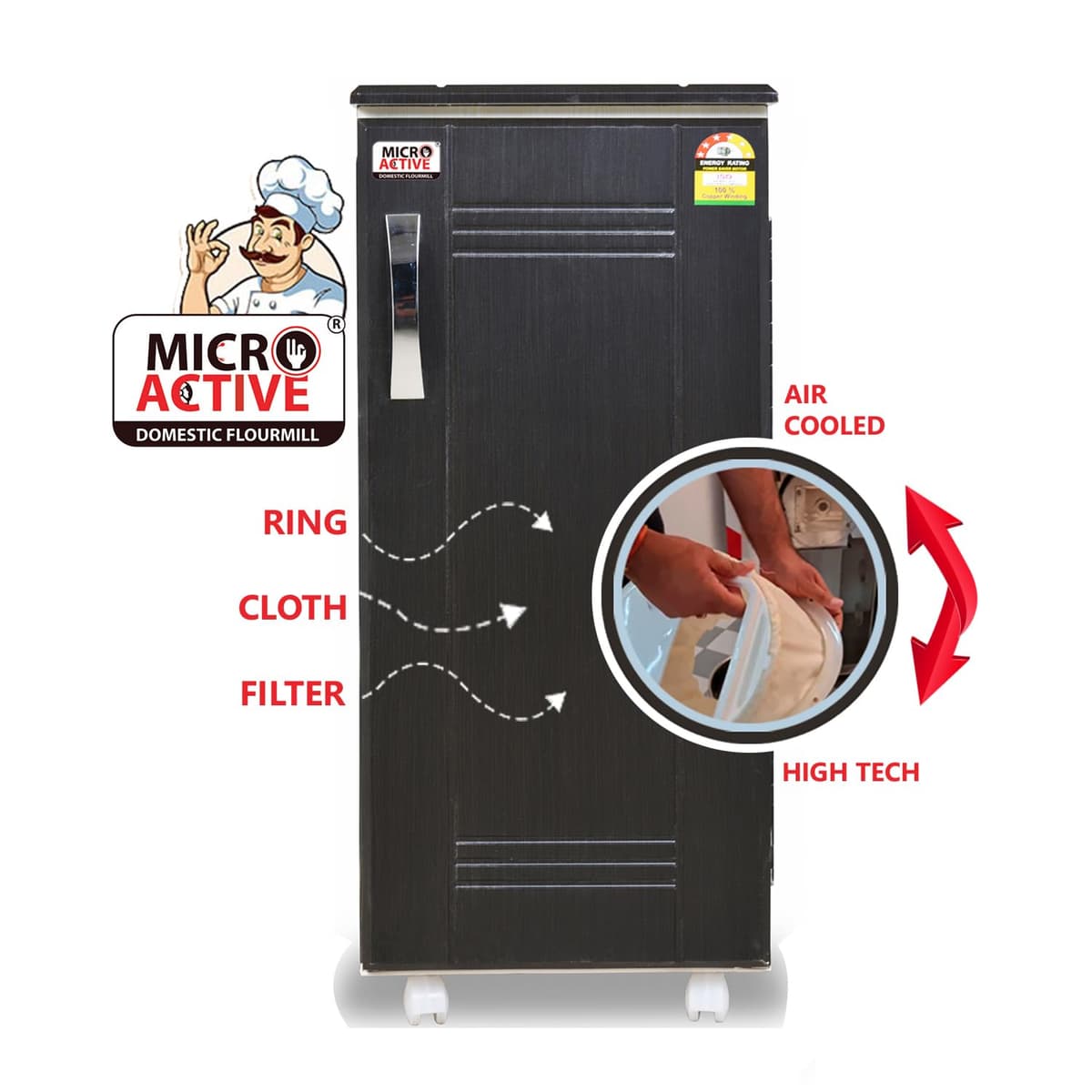 MICROACTIVE 2-in-1 Fully Automatic Atta Chakki for Grains and Masala, 1 HP thumbnail 3