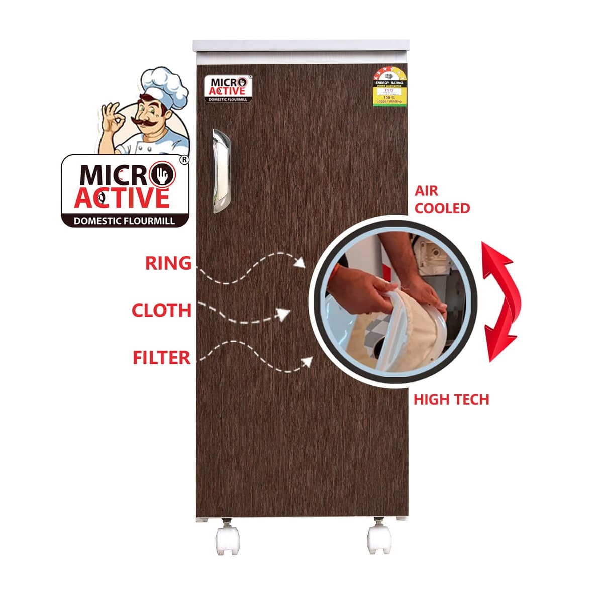 MICROACTIVE Classic Fully Automatic Atta Chakki, 1 HP, 10–12 kg/hr thumbnail 3