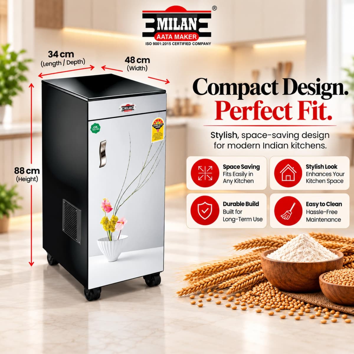 Milan Fully Automatic Atta Chakki, 1 HP, 8–10 kg/hr thumbnail 2