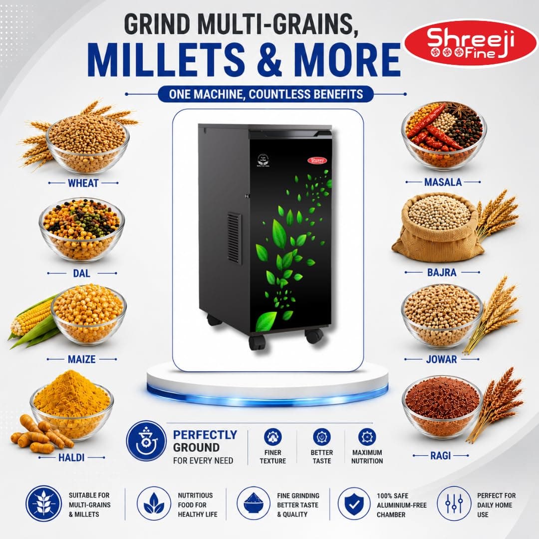 ShreejiFine Atta Chakki 2026 (Regular Plus), 1 HP, 8–12 kg/hr thumbnail 4