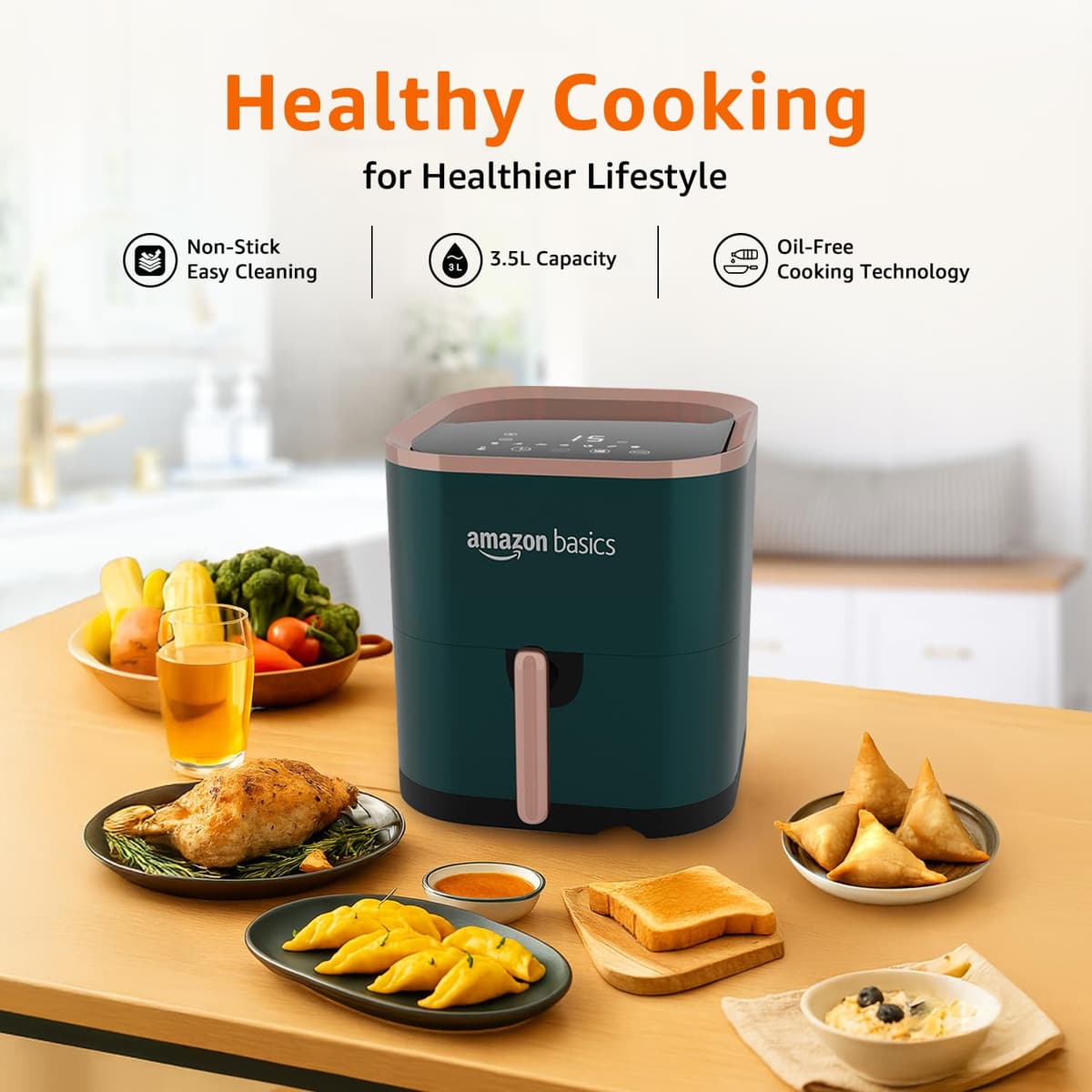 Amazon Basics 3.5L Electric Air Fryer, 1200W thumbnail 2