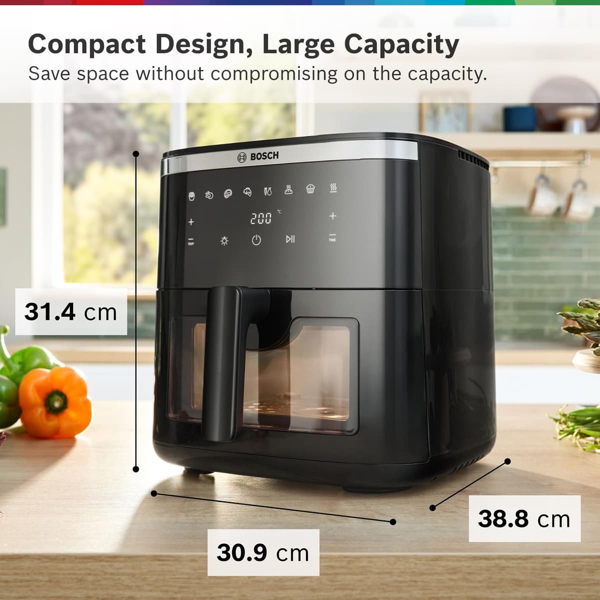 Bosch CrispMaxx Series 6 Digital Air Fryer XL 7.2L with Window, 1800W (MAF671B5IN) thumbnail 2