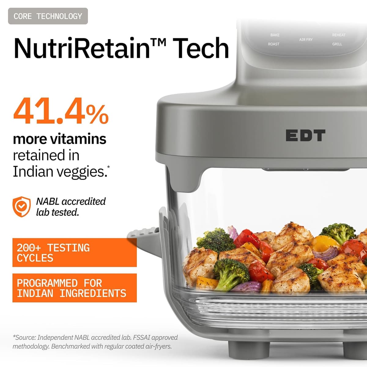 EDT Luma PureGlass Dual Bowl Air Fryer Oven, 4.5L + 2.5L, 1500W thumbnail 3