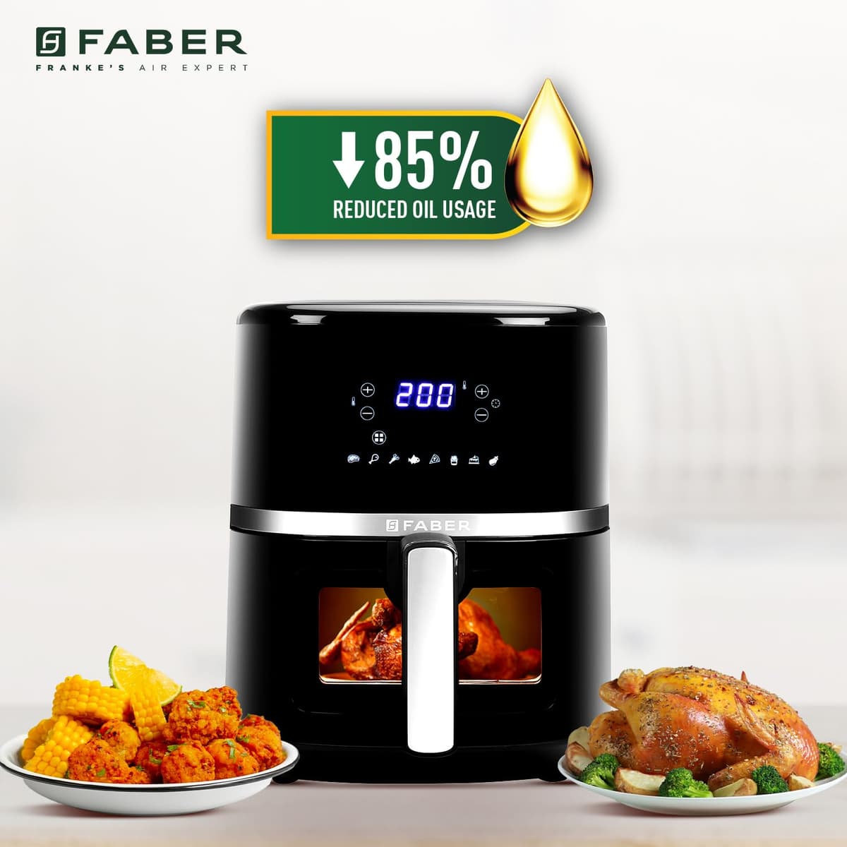 Faber 6L Digital Air Fryer with View Window, 1500W thumbnail 3