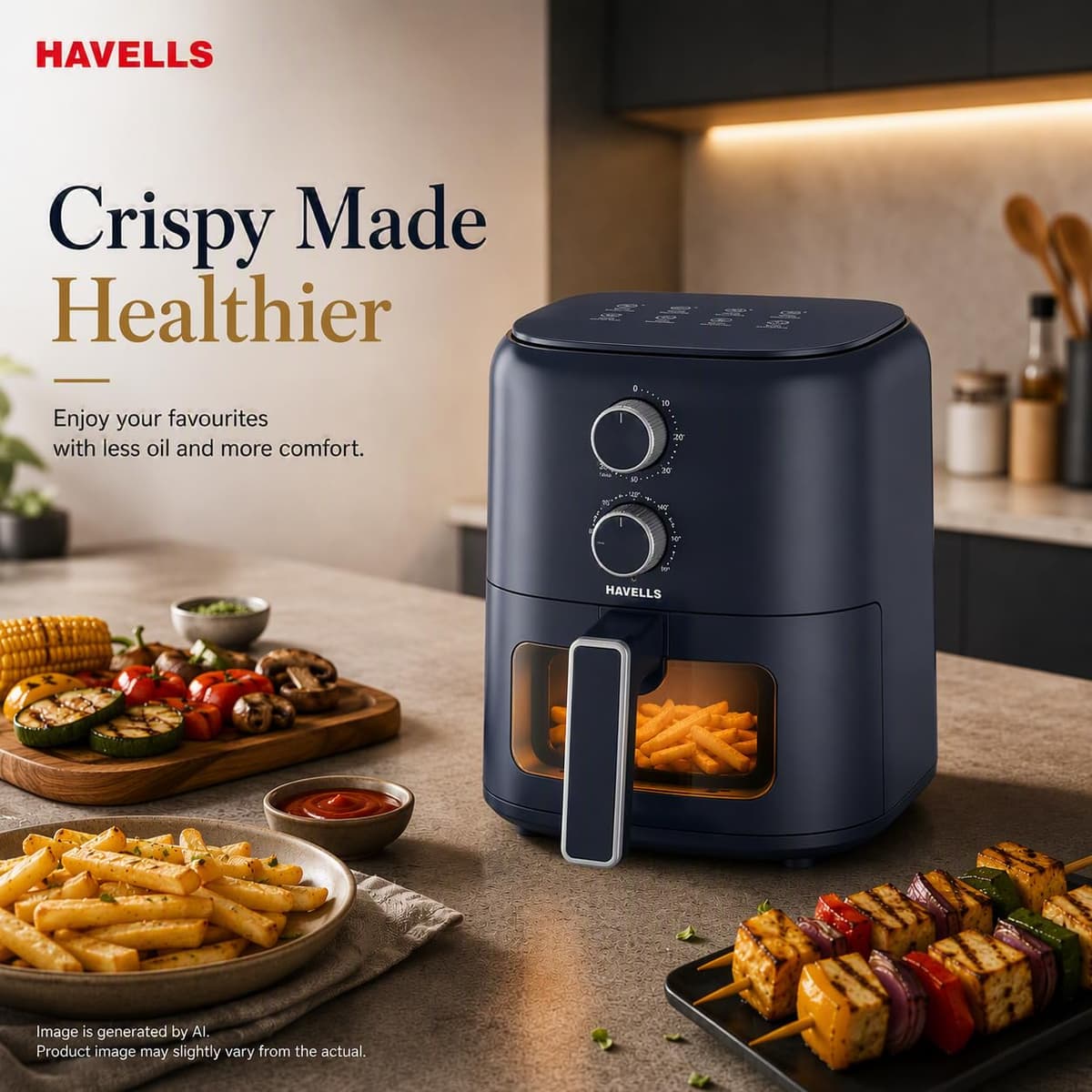 Havells Prolife Brio 4.2L Air Fryer with Window, 1350W thumbnail 2