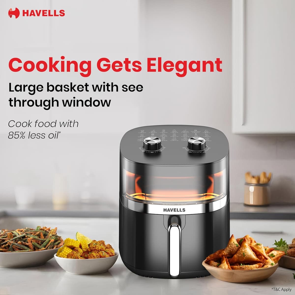 Havells Prolife Stellar Chef 5.5L Air Fryer with Window, 1500W thumbnail 2