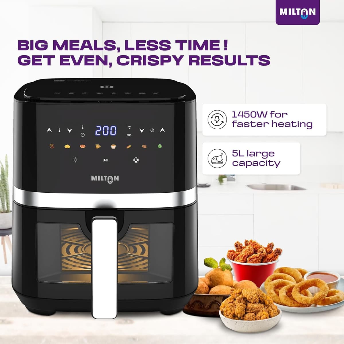 Milton Rapid Digital Air Fryer 5L, 1450W thumbnail 3