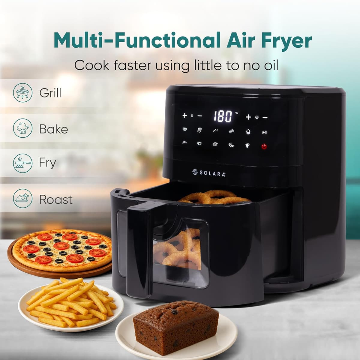 SOLARA 4.5L Digital Air Fryer with See-Through Window, 1500W thumbnail 3