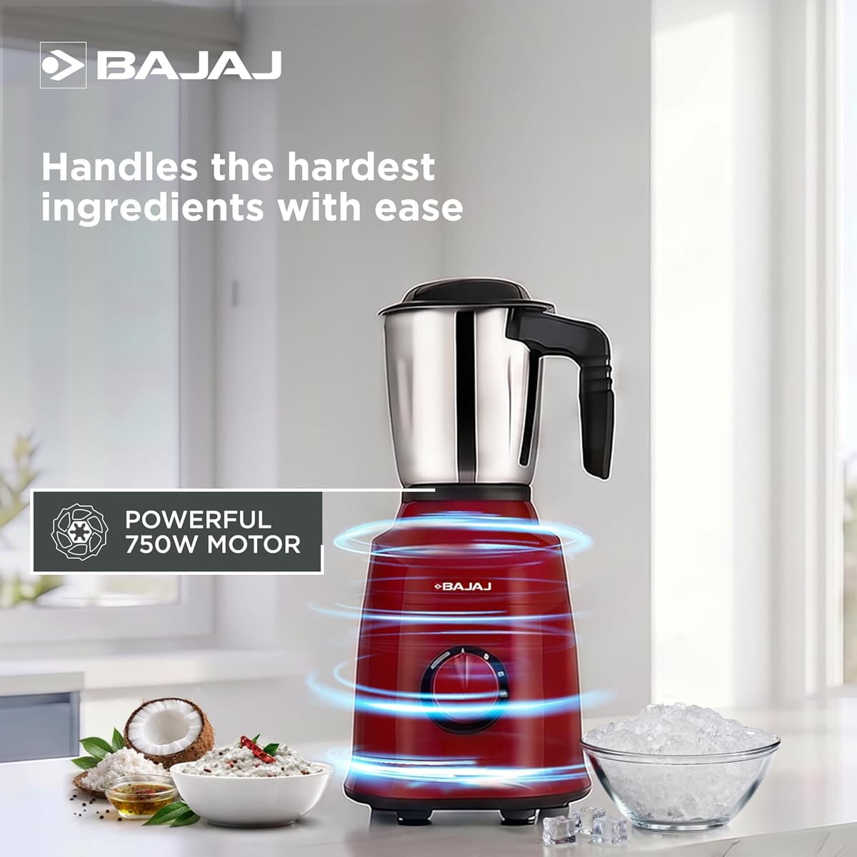 Bajaj Military Series Rex 750W Mixer Grinder (4 Jars) thumbnail 3