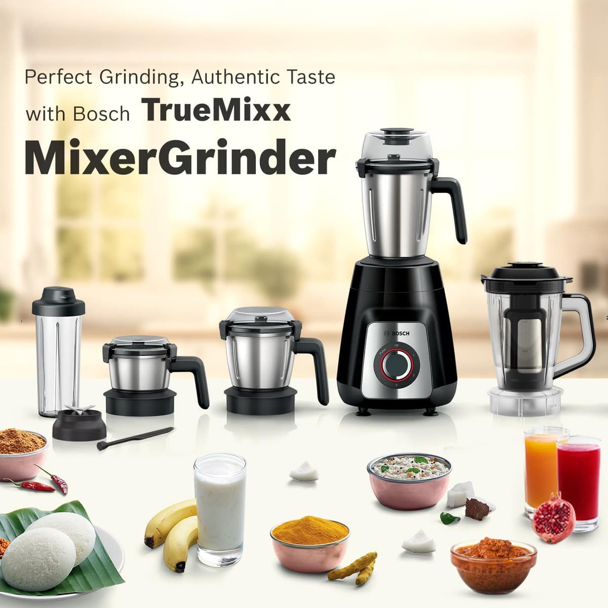 Bosch TrueMixx Pro 1100W Mixer Grinder (5 Jars, MG8915A1KI) thumbnail 2