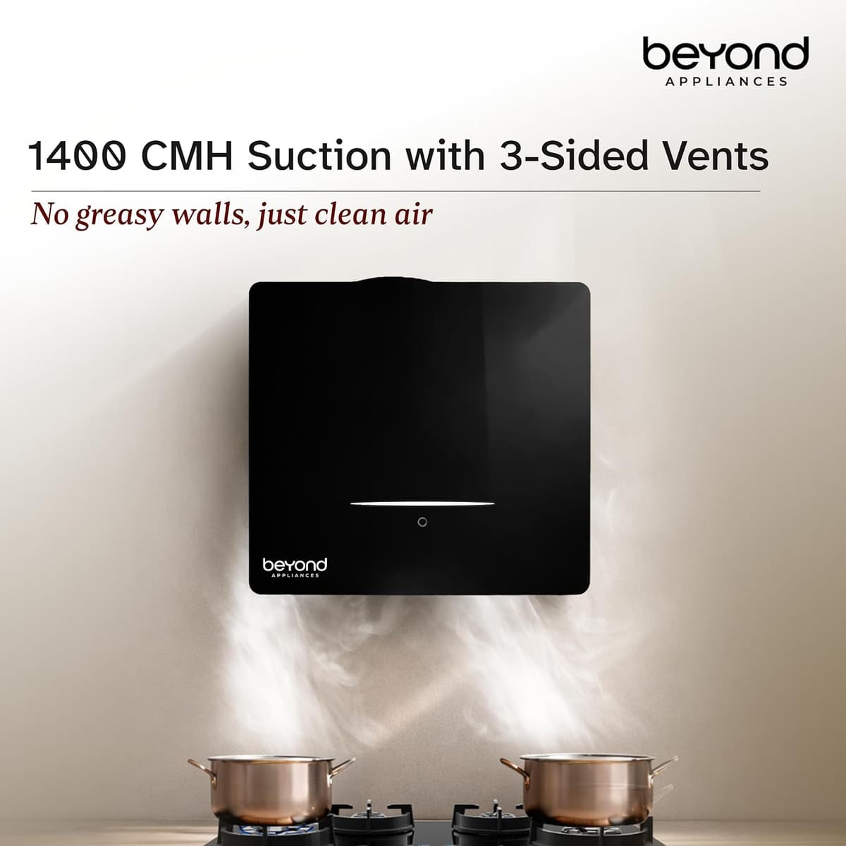 Beyond Appliances Cube Pro Plug N Play Ductless Kitchen Chimney (1400 CMH) - view 3