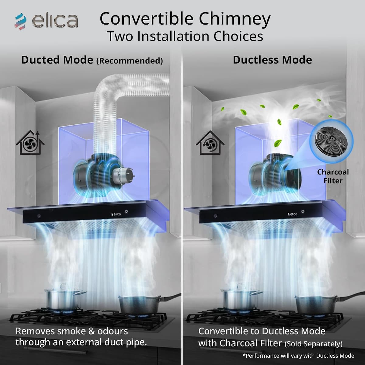 Elica 90cm 1600 m³/hr BLDC Filterless Autoclean Chimney with Full Grill (FLAT FL 900 MAX BLDC HAC LTW MS NERO) thumbnail 2