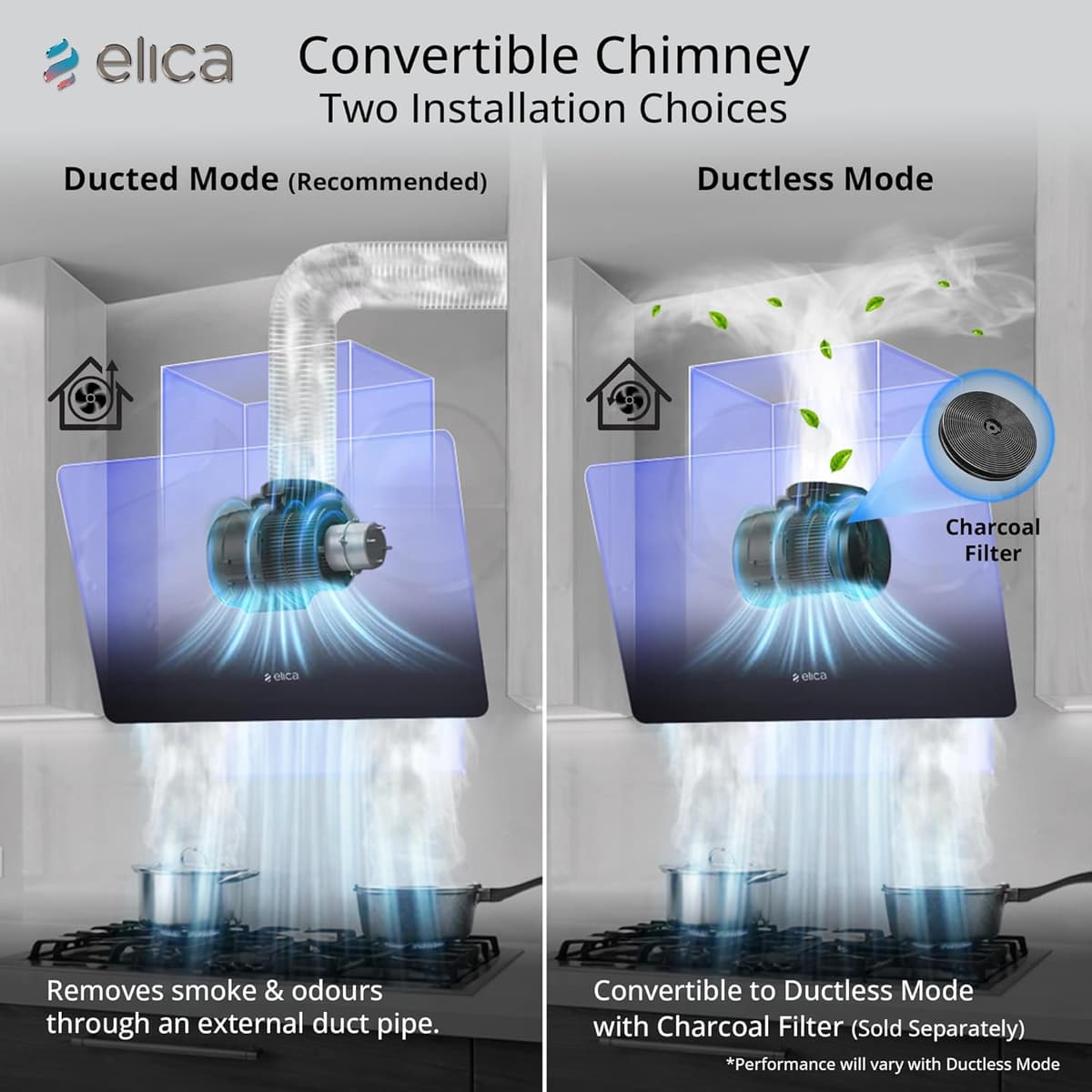 Elica Kitty FL 900 90cm 1600 m³/hr Vertical Filterless Autoclean Chimney thumbnail 2
