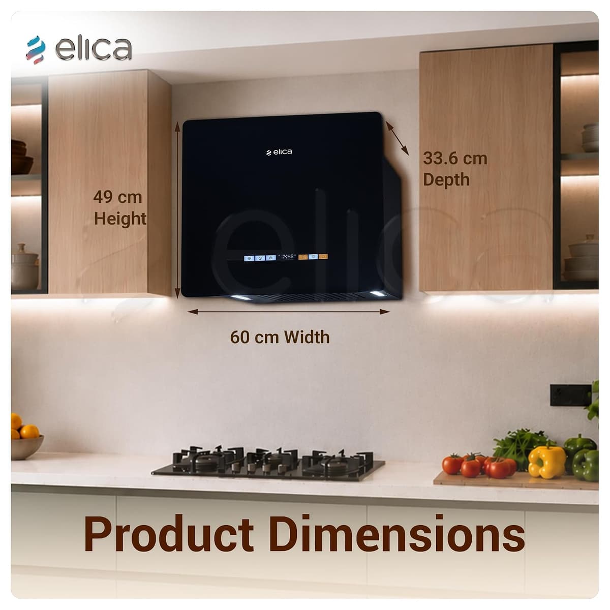 Elica Kitty Plug N Play BLDC 60cm 1600 m³/hr Ductless Autoclean Kitchen Chimney thumbnail 2