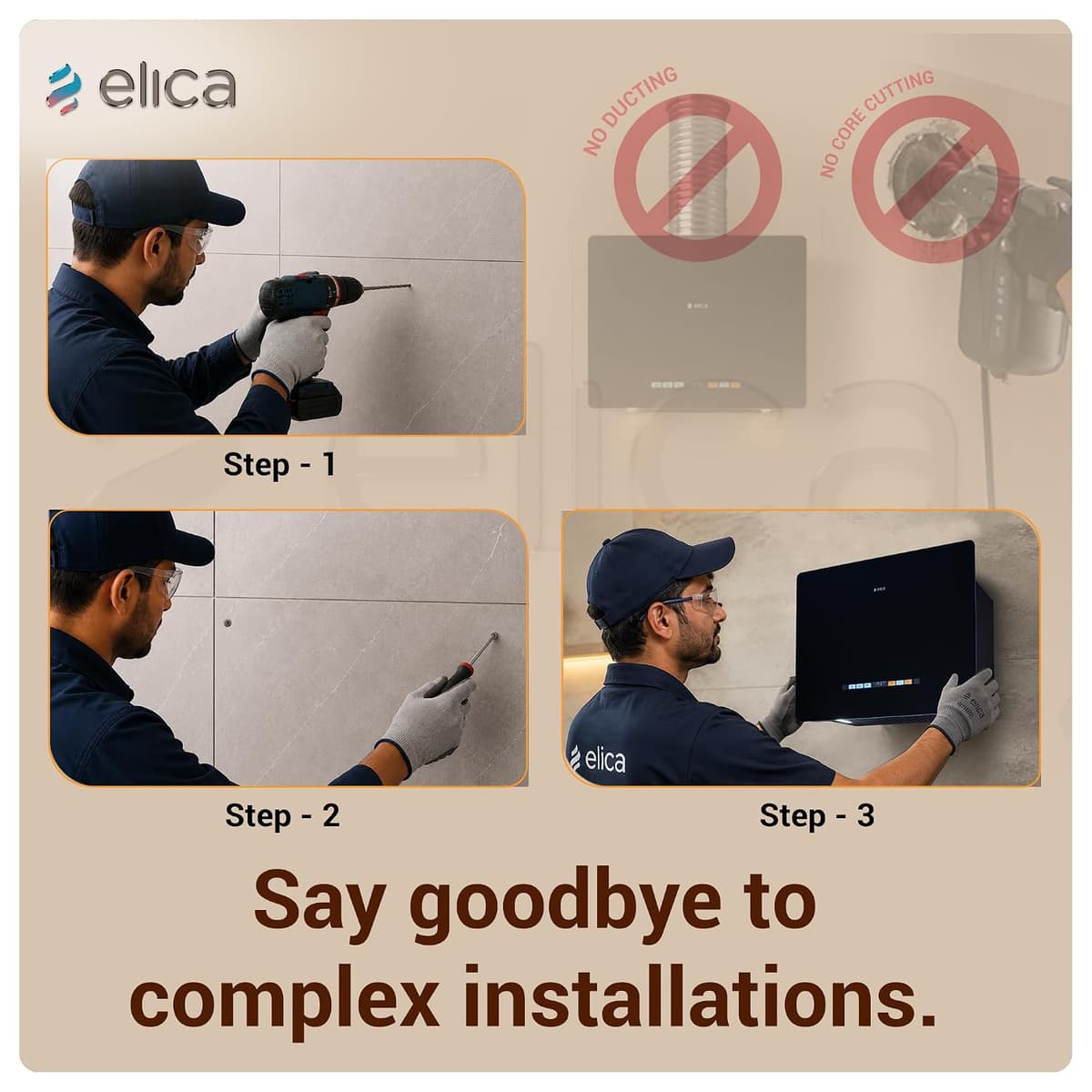Elica Kitty Plug N Play BLDC 60cm 1600 m³/hr Ductless Autoclean Kitchen Chimney thumbnail 3
