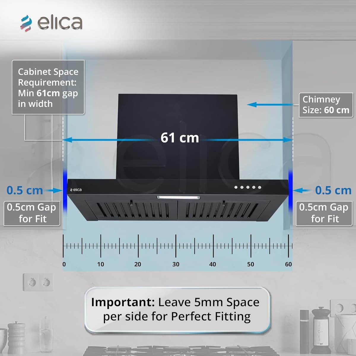 Elica SPT H4 60cm 1600 m³/hr Baffle Filter T-Shape Chimney thumbnail 3