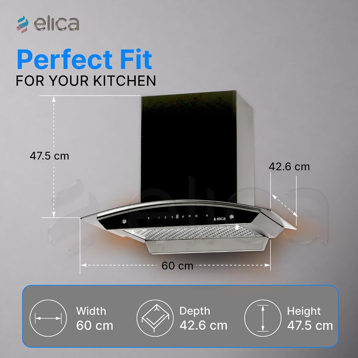 Elica 60cm 1500 m³/hr BLDC Filterless Autoclean Kitchen Chimney (WDFL 600 BLDC HAC LTW MS NERO) thumbnail 2