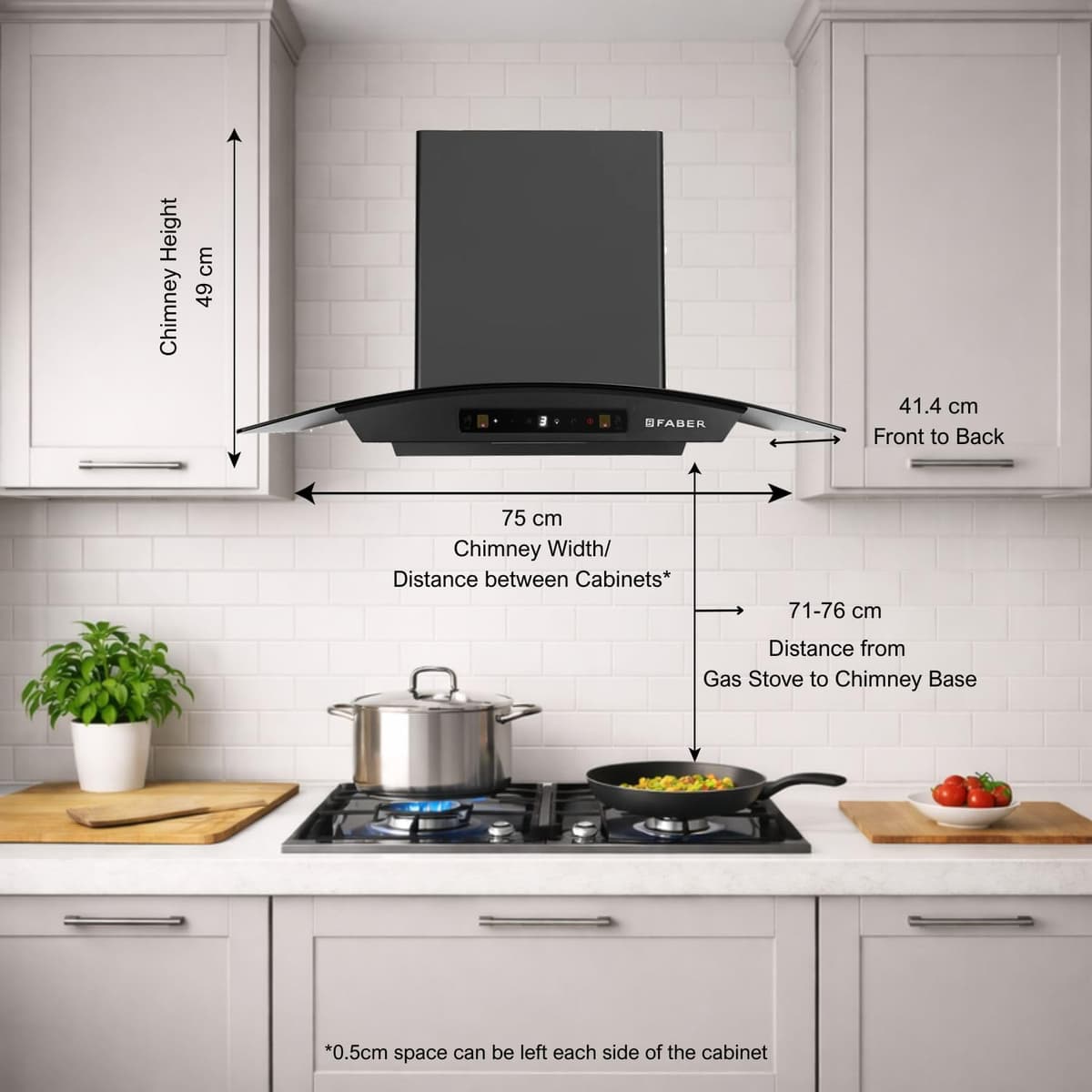 Faber Agile 75cm 1500 m³/hr BLDC Autoclean Curved Chimney thumbnail 2