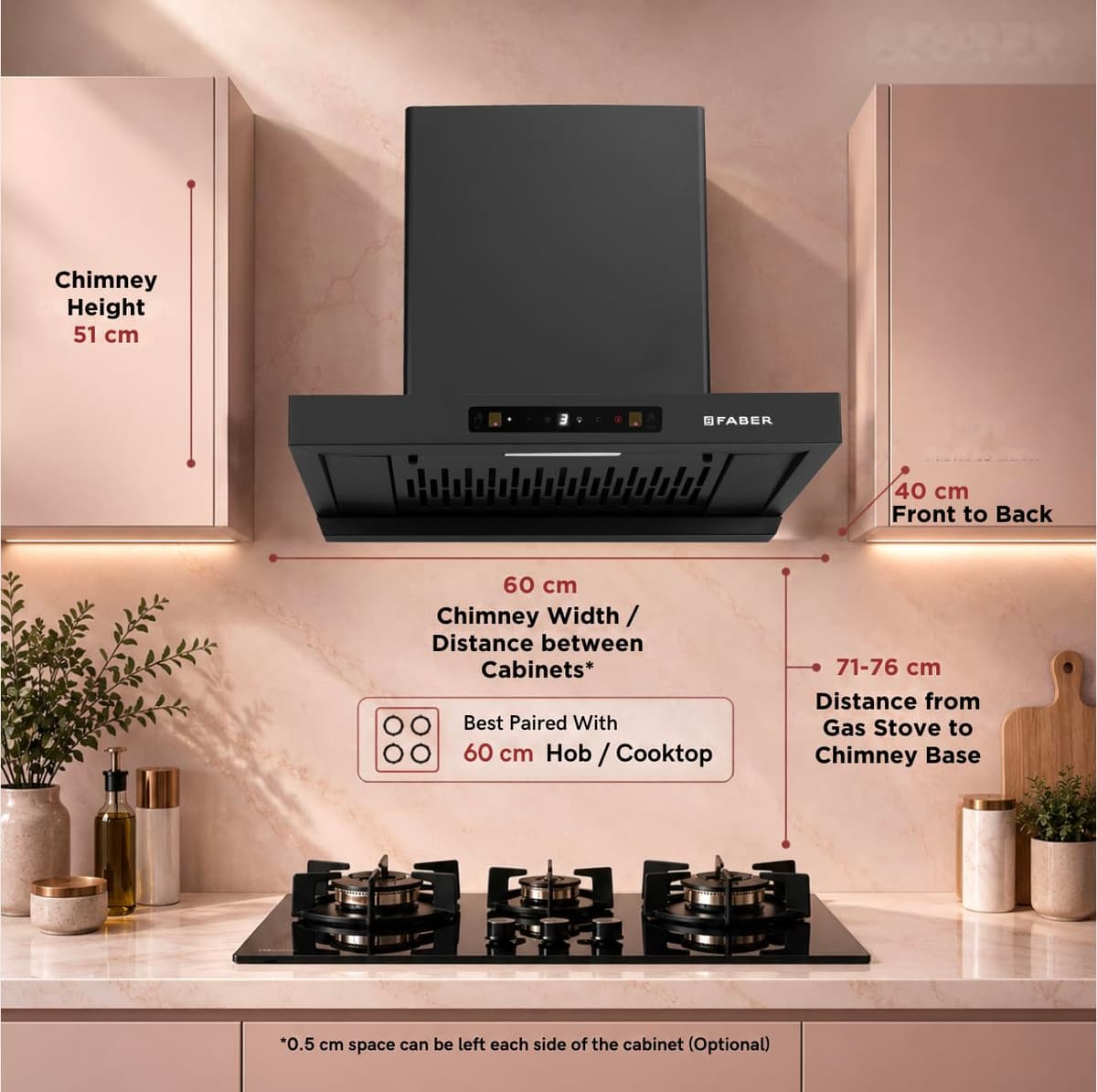 Faber Coral 60cm 1500 m³/hr BLDC Autoclean T-Shape Chimney thumbnail 2