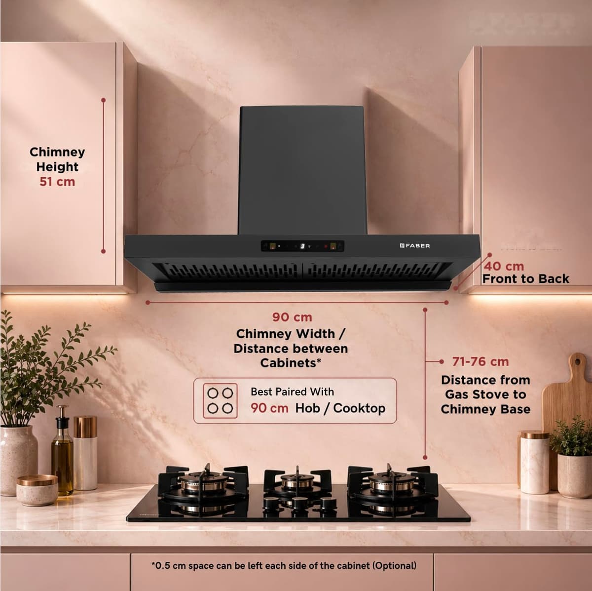 Faber Coral 90cm 1500 m³/hr BLDC Autoclean T-Shape Chimney (Hood Coral BLDC FL HC SC BK IN 90) - view 2