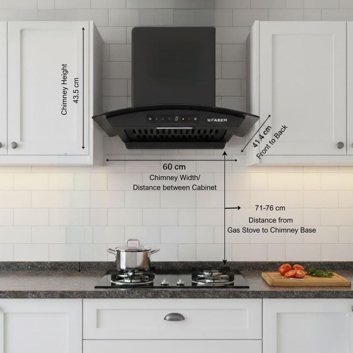 Faber 60cm 1200 m³/hr Autoclean Curved Chimney (Hood Venice 60) thumbnail 3
