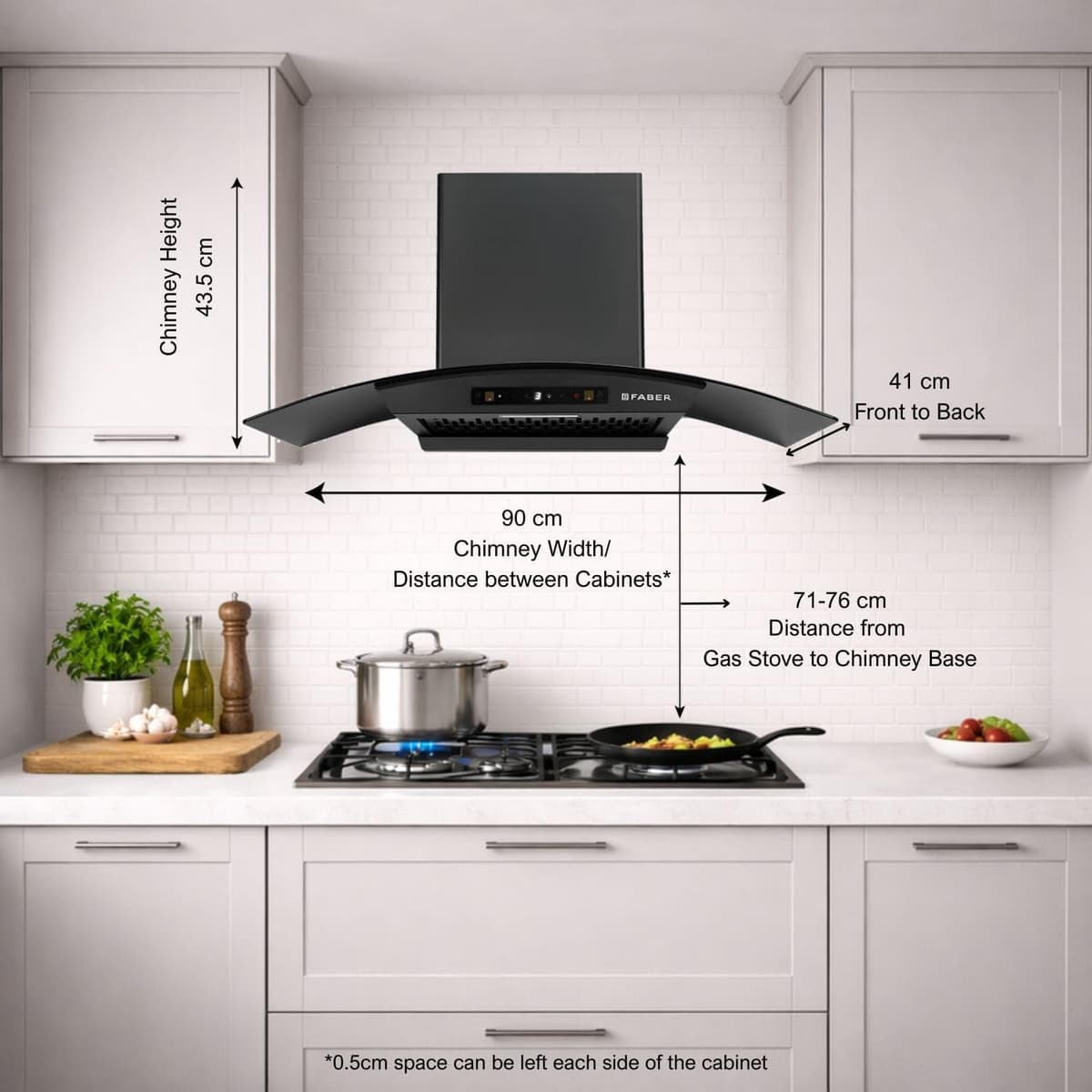 Faber 90cm 1200 m³/hr Autoclean Curved Chimney (Hood Venice IN HC SC FL BK 90) - view 3
