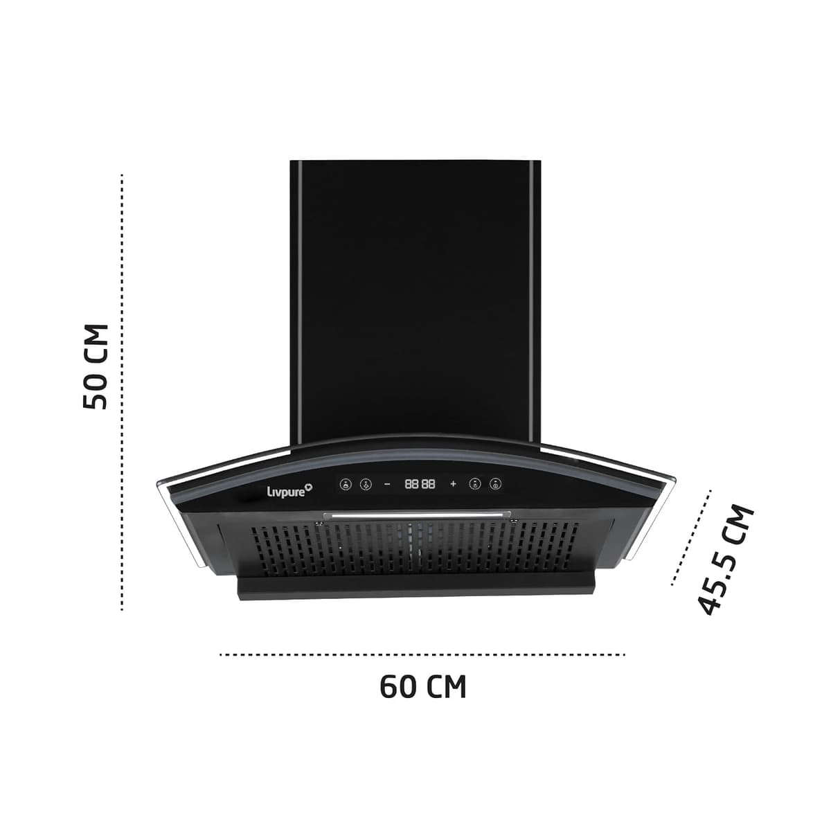 Livpure Eterna 60cm BLDC Curved Glass 1400 m³/hr Filterless Chimney thumbnail 2