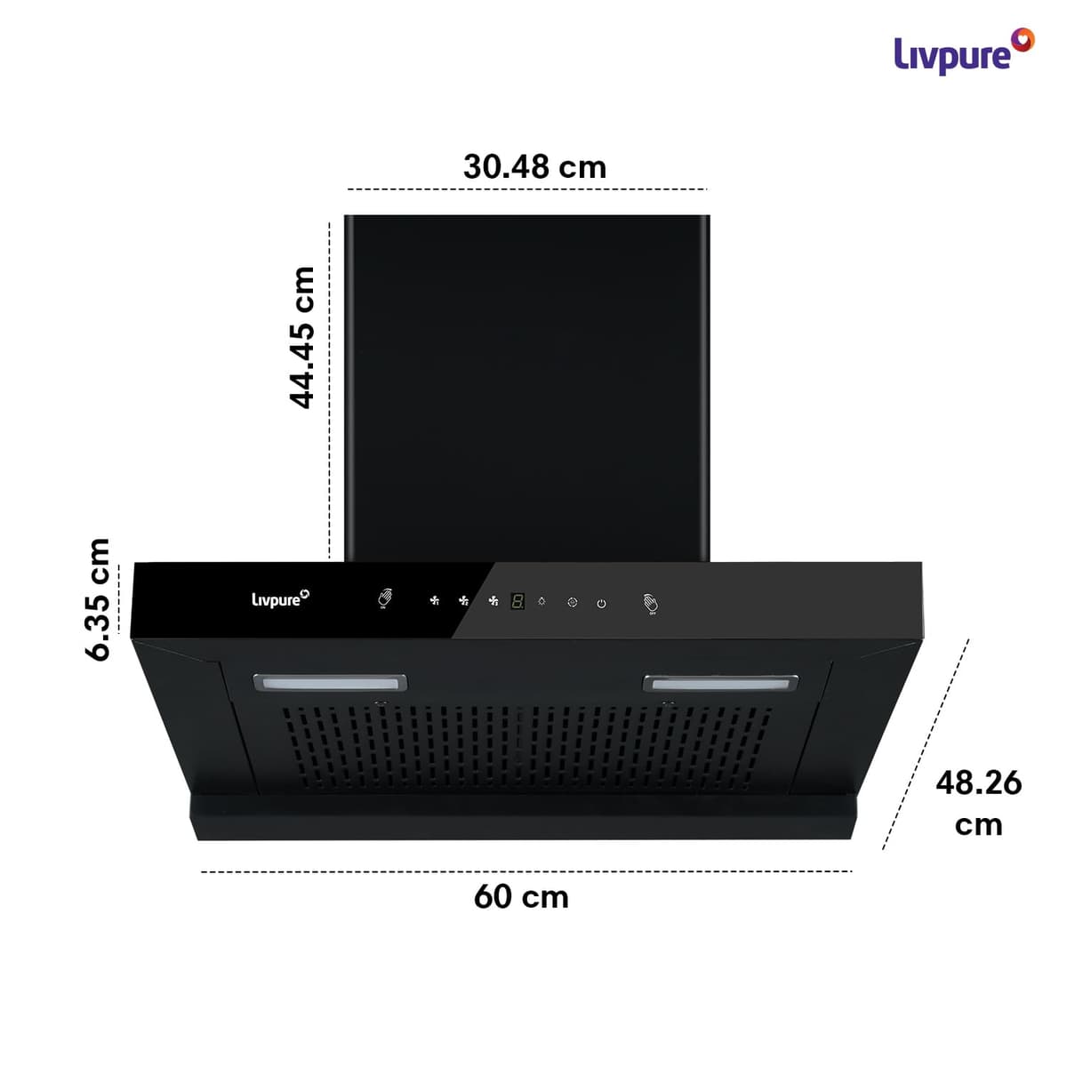 Livpure Fenix 60cm T-Shape 1400 m³/hr Filterless Chimney thumbnail 2