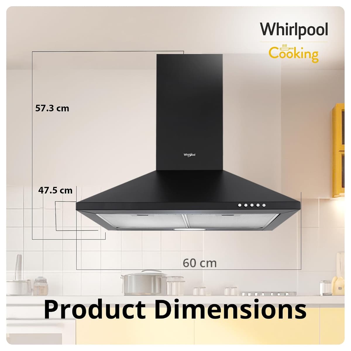 Whirlpool Classic Plus CF 60cm 900 m³/hr Cassette Filter Chimney thumbnail 2