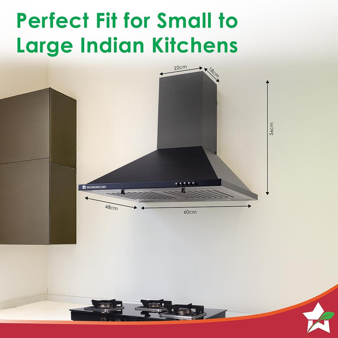 Wonderchef Power Elite 60cm 1050 m³/hr Baffle Filter Kitchen Chimney - view 2