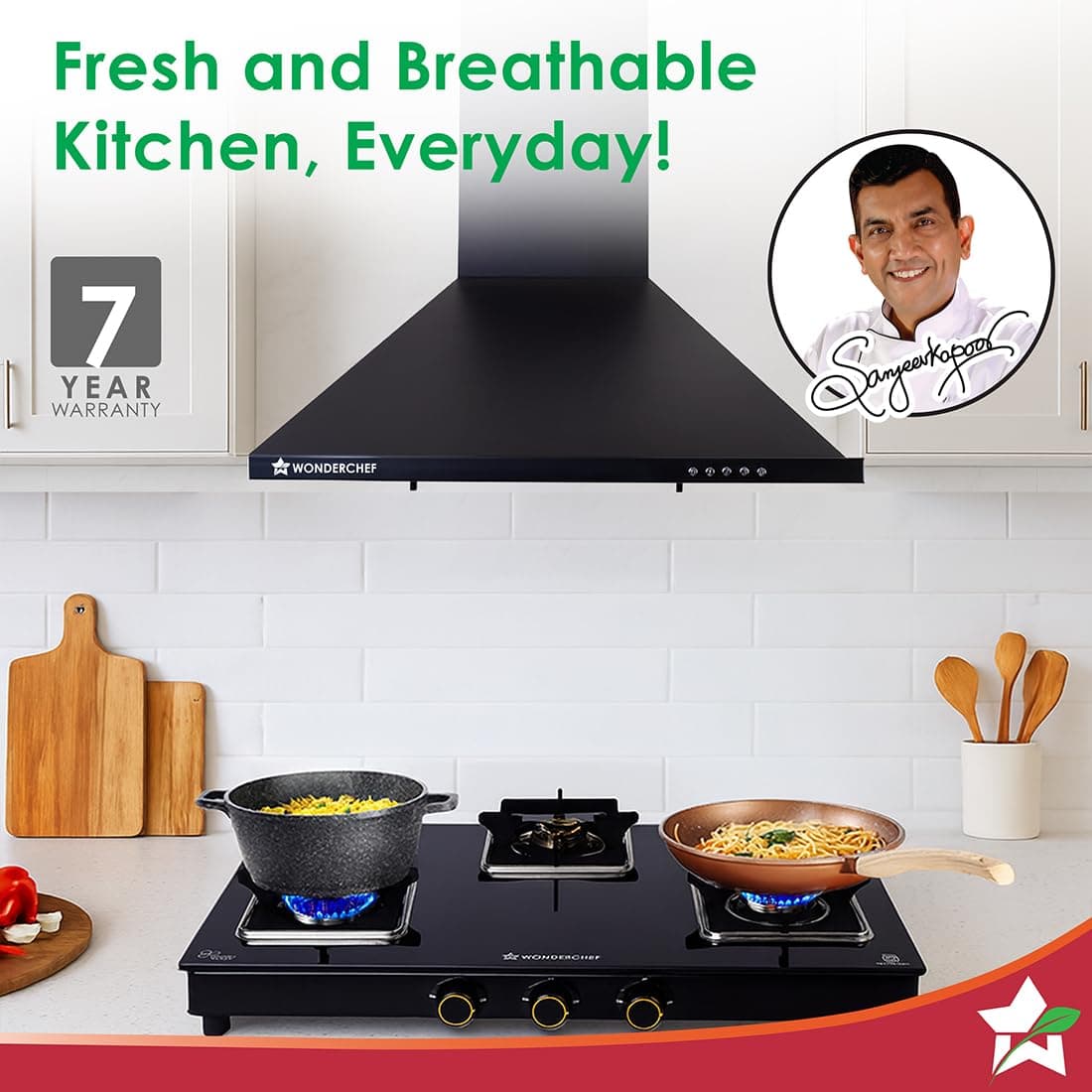 Wonderchef Power Elite 60cm 1050 m³/hr Baffle Filter Kitchen Chimney - view 3