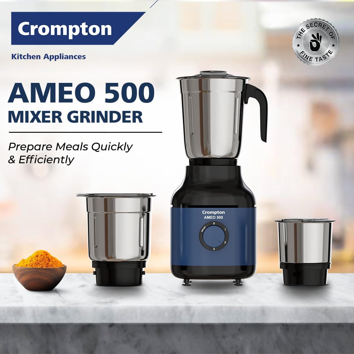 Crompton Ameo 500W Mixer Grinder (3 Jars) thumbnail 2