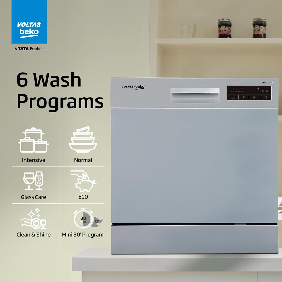 Voltas Beko DT8S 8 Place Countertop Dishwasher thumbnail 3