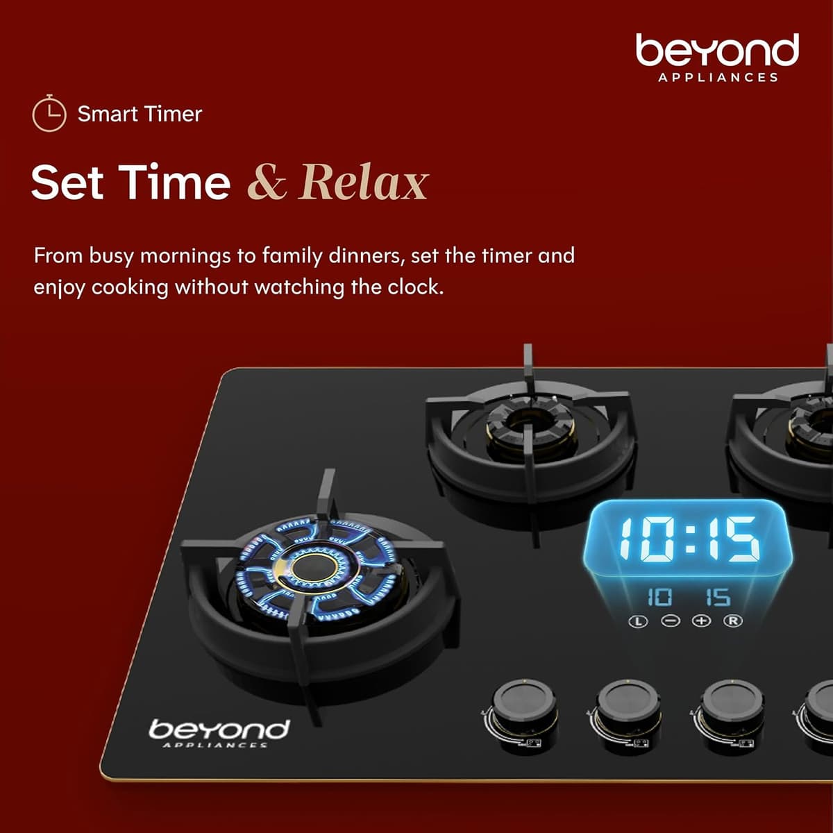 Beyond Altair 4 Burner Smart Glass Hob Top with Flame Failure Device thumbnail 4