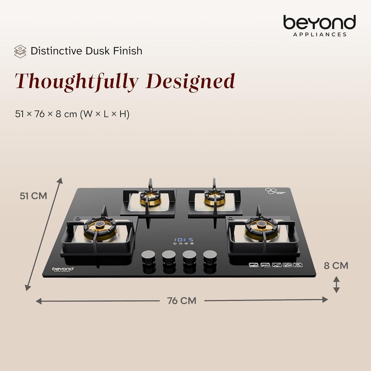 Beyond Dorado 4 Burner Smart Glass Hob Top with Flame Failure Device thumbnail 3
