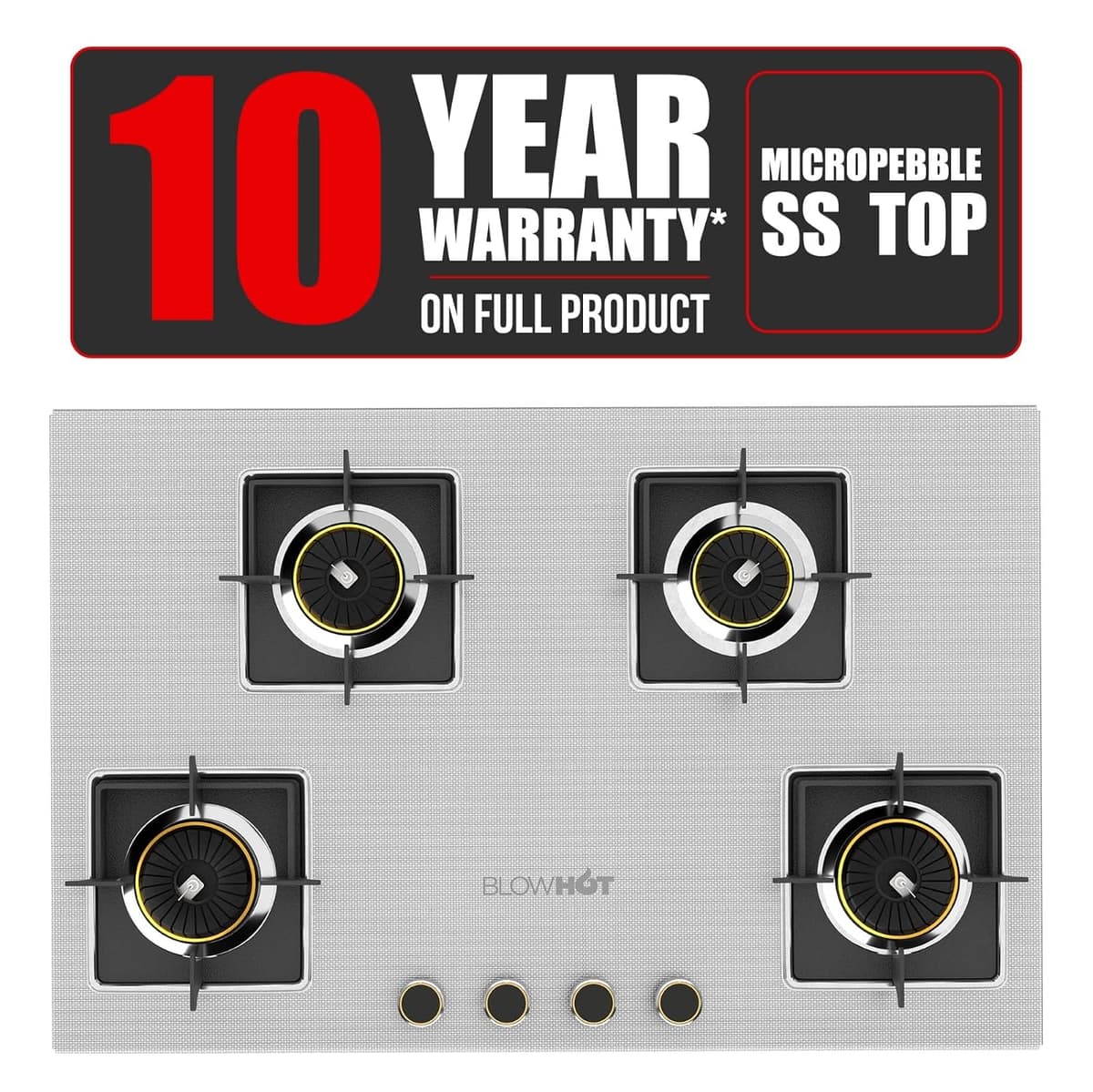 Blowhot Quartz Premium Hybrid 4 Burner Auto Ignition Gas Stove (GS1050) thumbnail 3