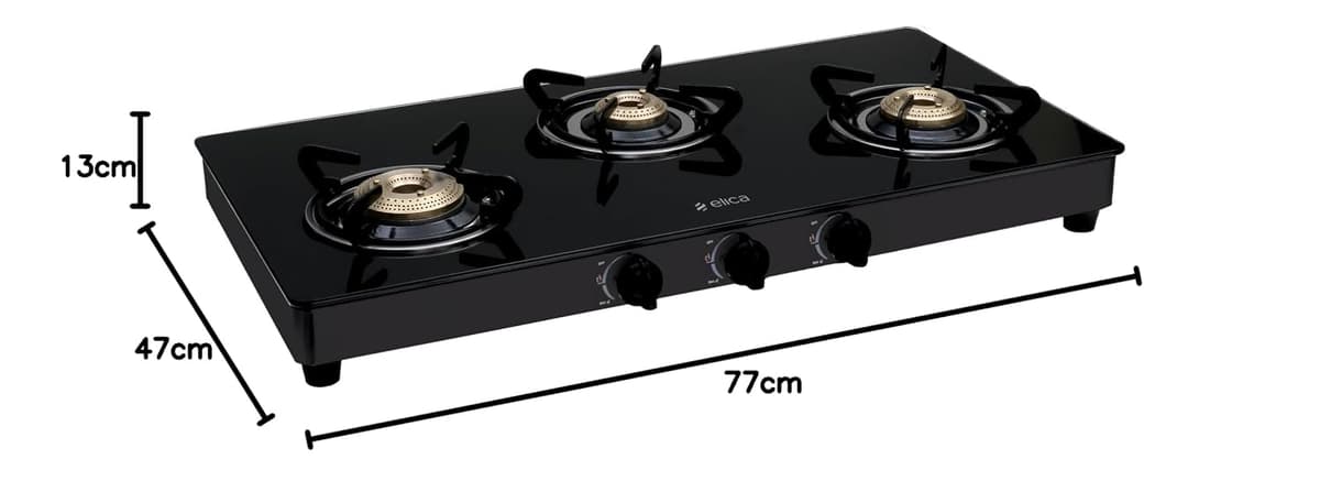 Elica Vetro 3 Burner Auto Ignition Gas Stove (773 CT VETRO BLK AI) thumbnail 2