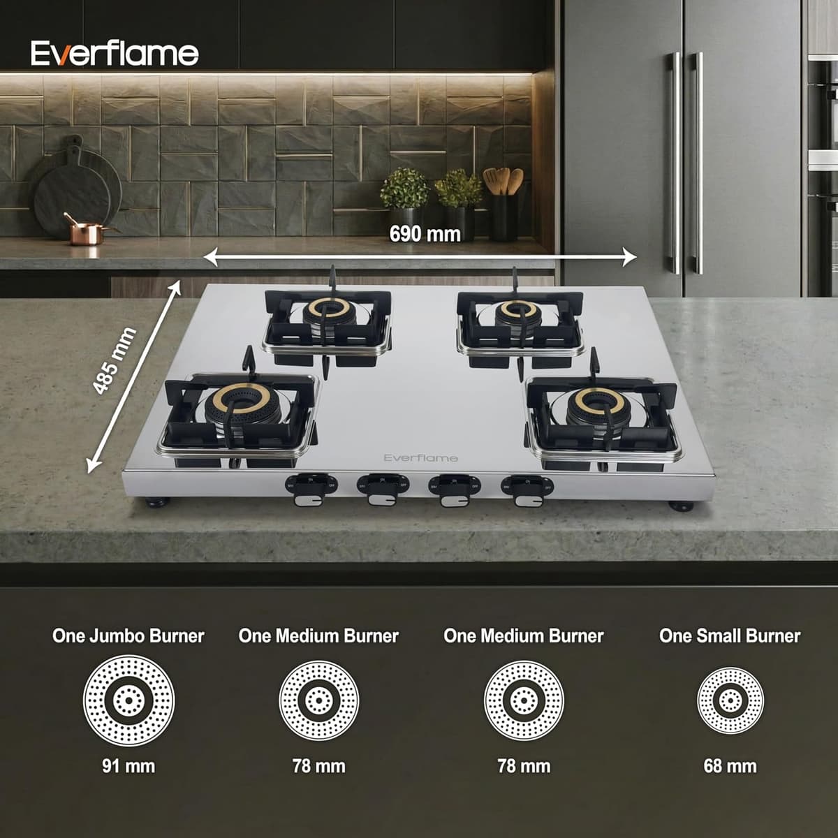 Everflame Prime 4 Burner Stainless Steel Gas Stove thumbnail 2