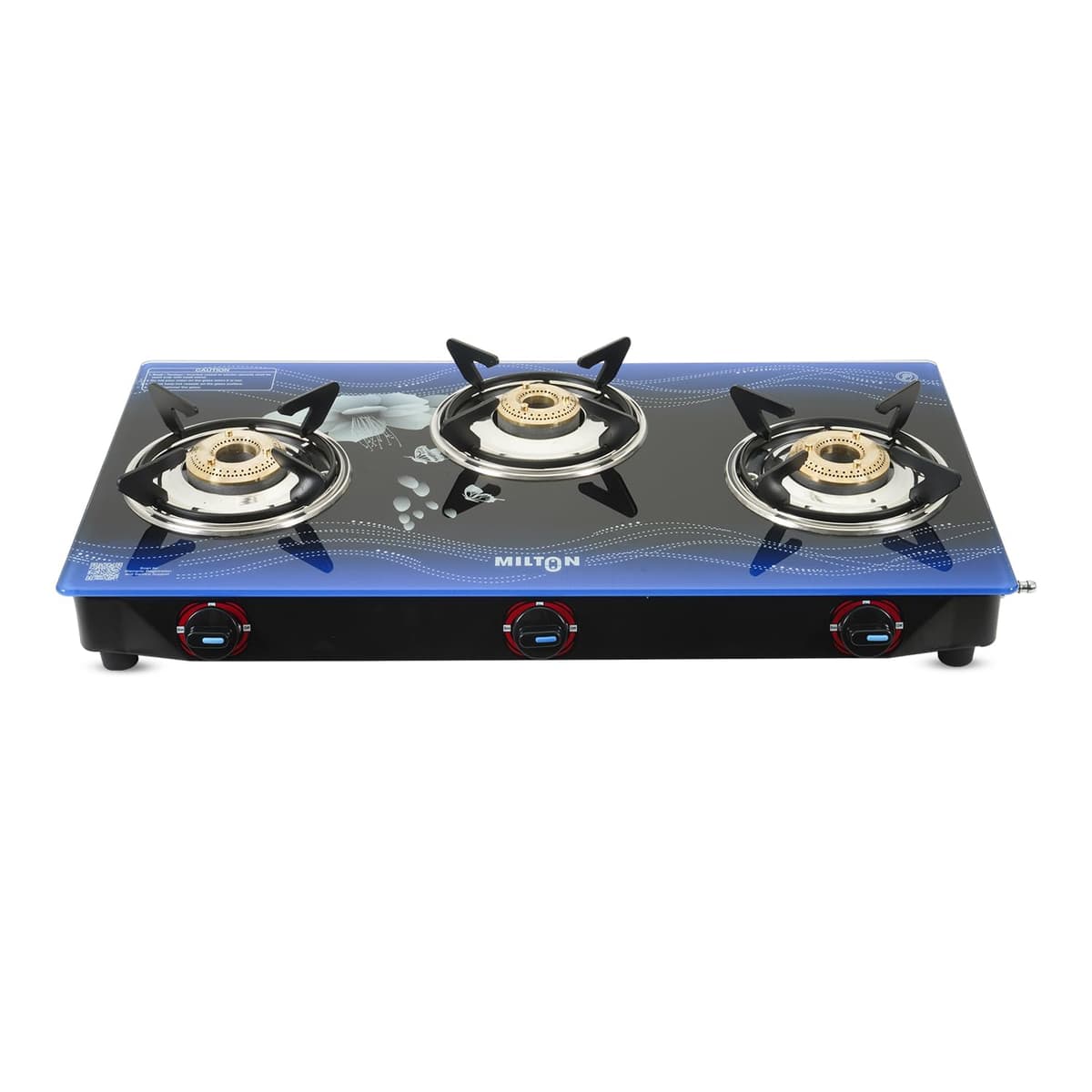 Milton Premium 3 Burner Glass Top Gas Stove (Blue) thumbnail 3