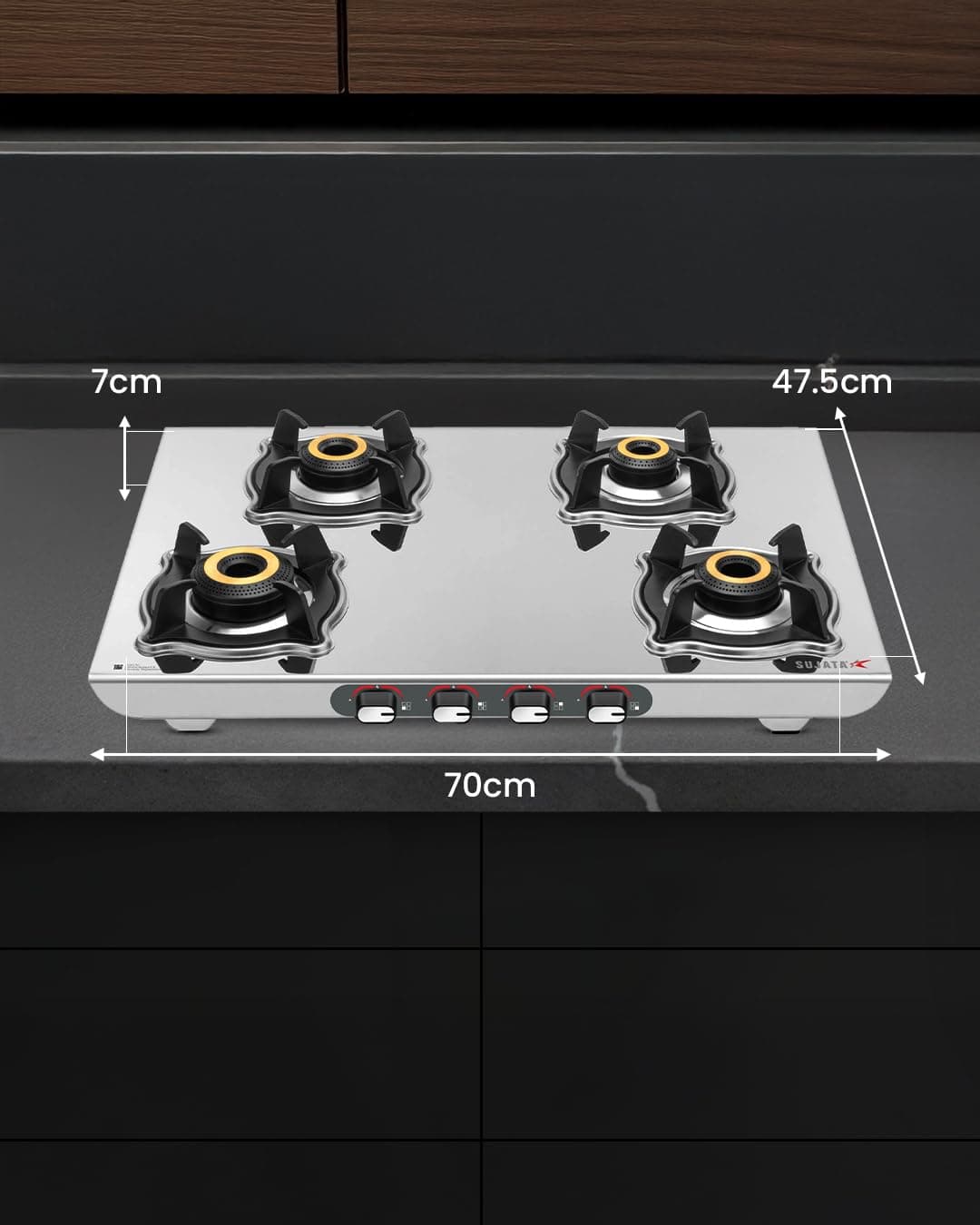 Sujata Majestic 4 Burner Stainless Steel Gas Stove thumbnail 2