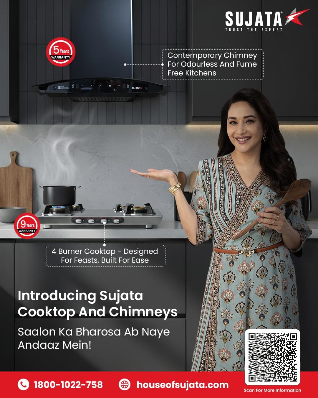 Sujata Majestic 4 Burner Stainless Steel Gas Stove thumbnail 3