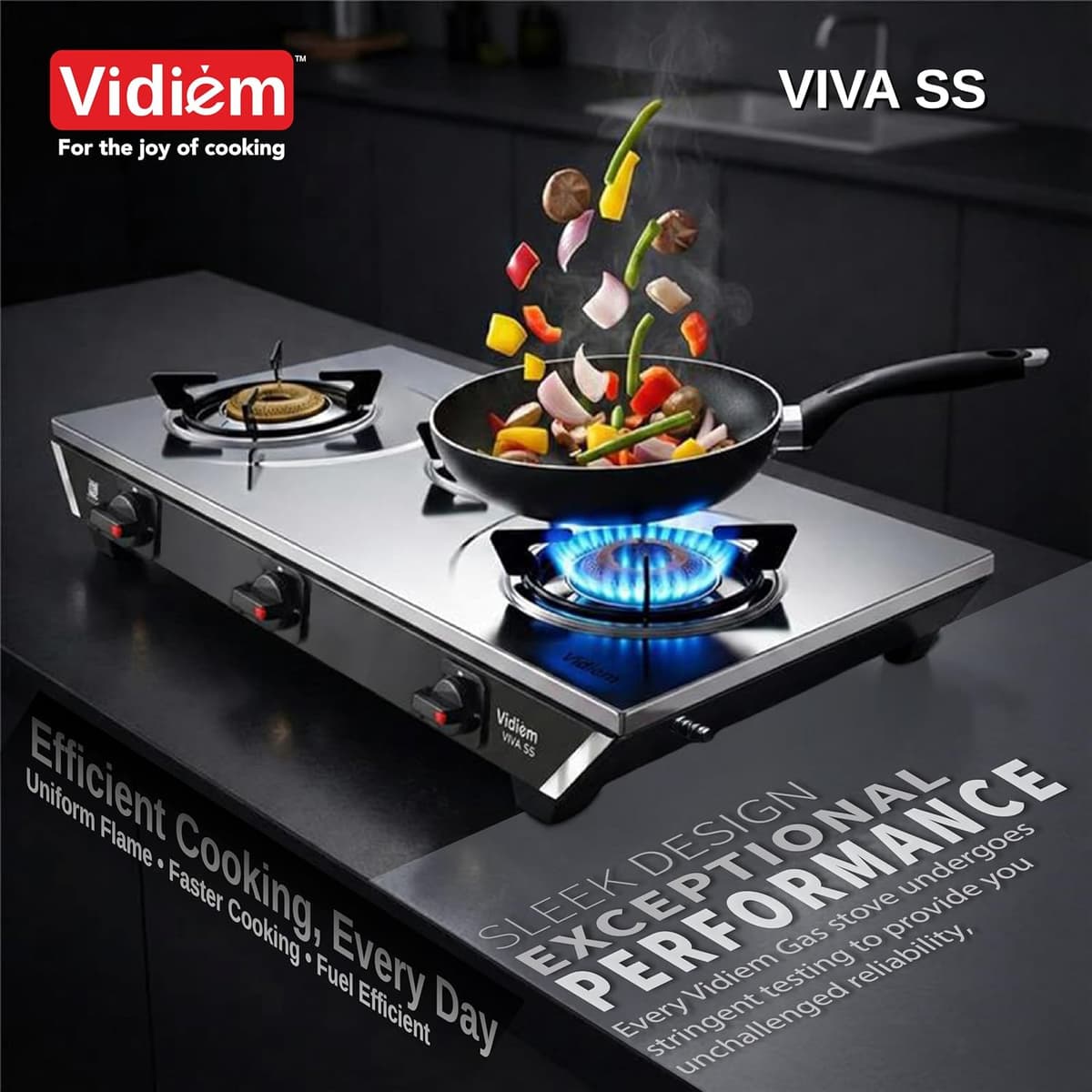 Vidiem Viva 3 Burner Stainless Steel Gas Stove (GS S3 179 A) thumbnail 4