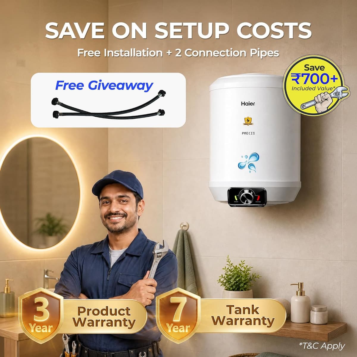 Haier Precis 15L 5 Star Storage Geyser thumbnail 2