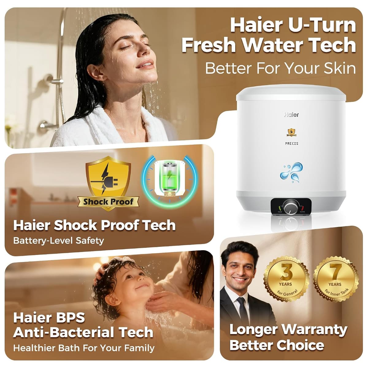 Haier Precis 15L 5 Star Storage Geyser thumbnail 3
