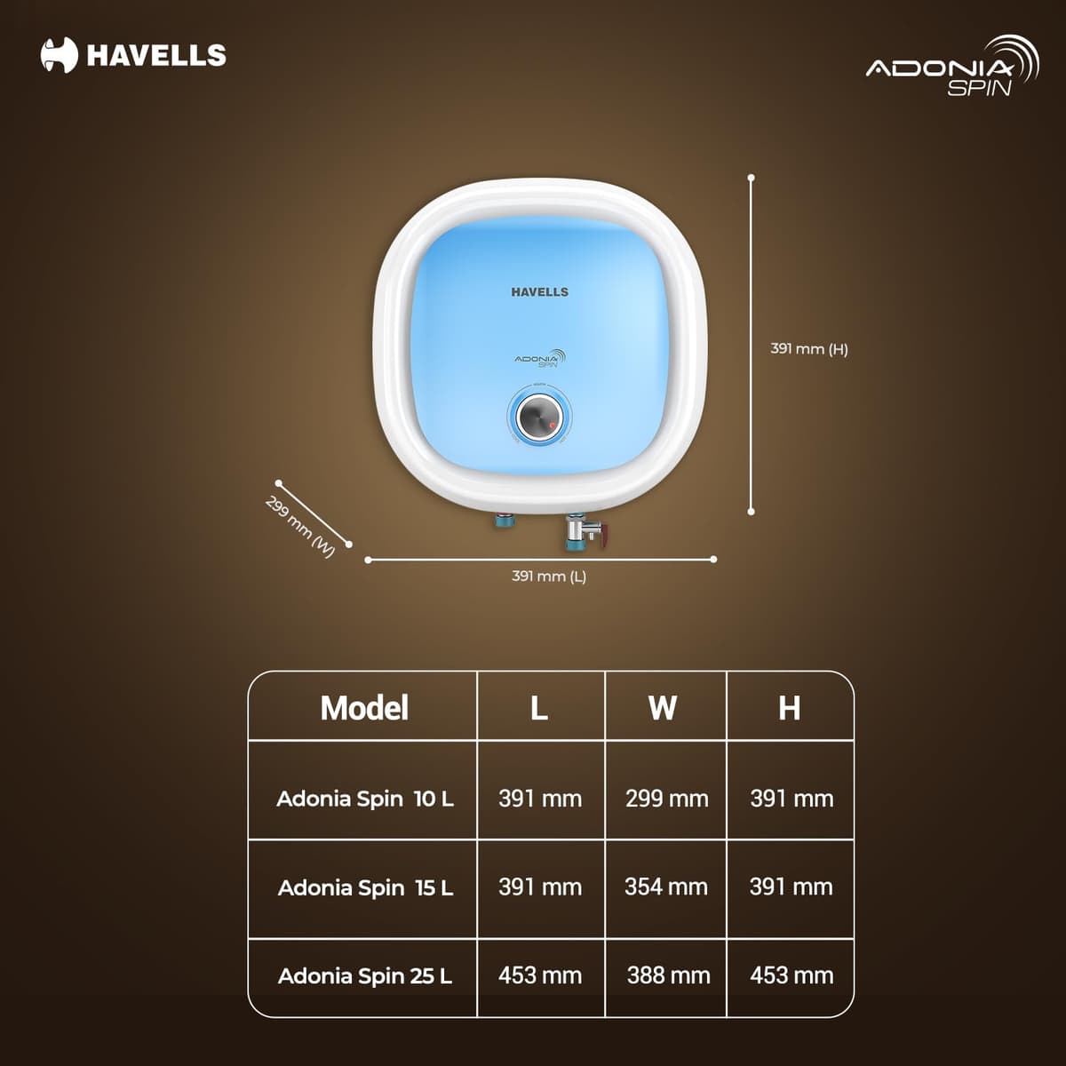 Havells Adonia Spin 25L 5 Star Storage Geyser thumbnail 2