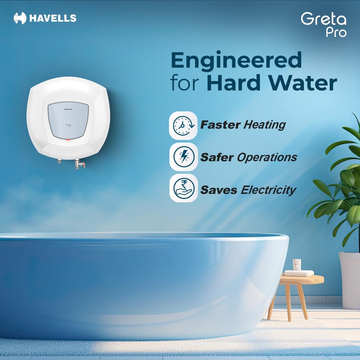 Havells Greta Pro 15L 5 Star Storage Geyser thumbnail 3