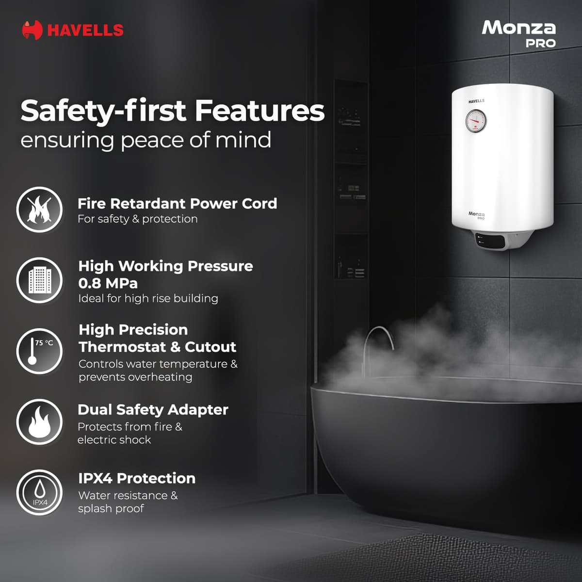 Havells Monza Pro 15L Storage Geyser thumbnail 4