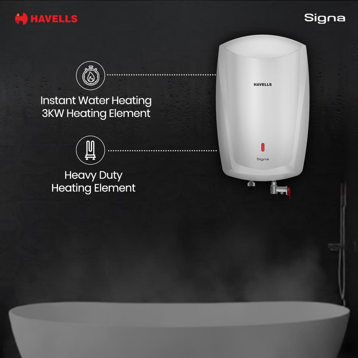 Havells Signa 5L Instant Geyser, 3000 W thumbnail 3