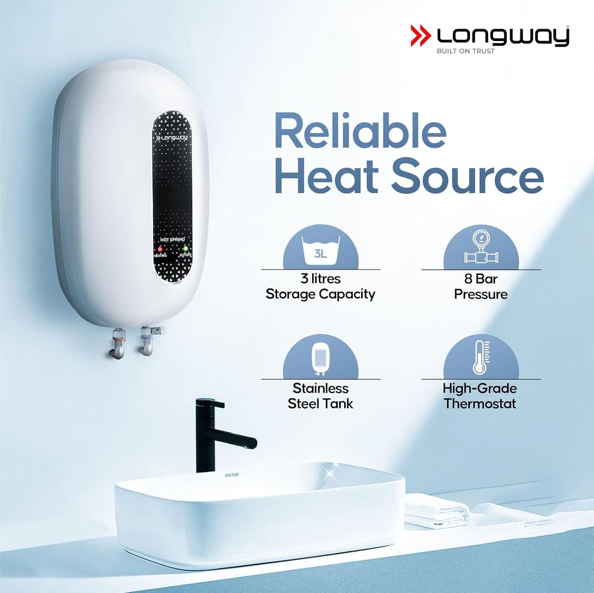 Longway Hotspring 3L Instant Geyser, 3000 W thumbnail 3